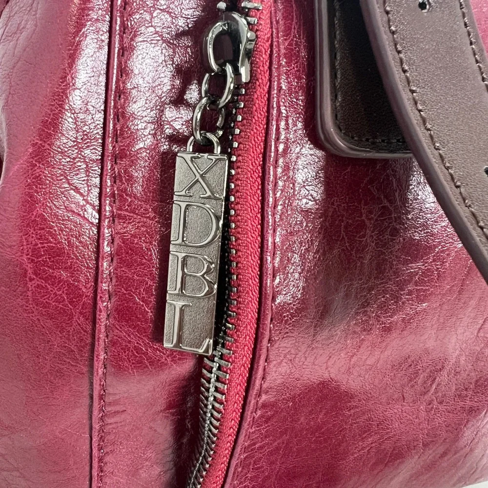 XIDIBAOLUO‎ Burgundy Faux Leather Satchel Handbag with Detachable Strap
